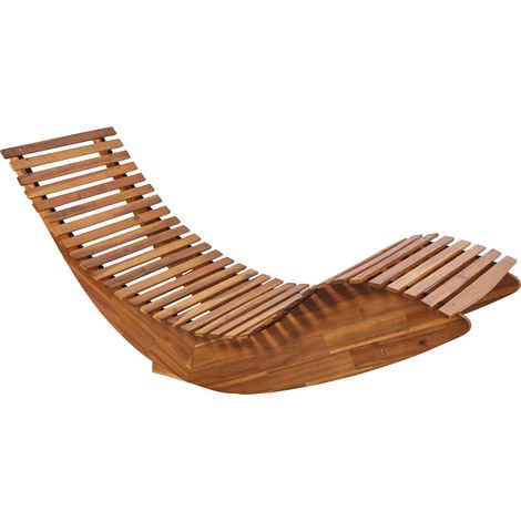 Tumbona mecedora de exterior para patio de madera de acacia natural Brescia II