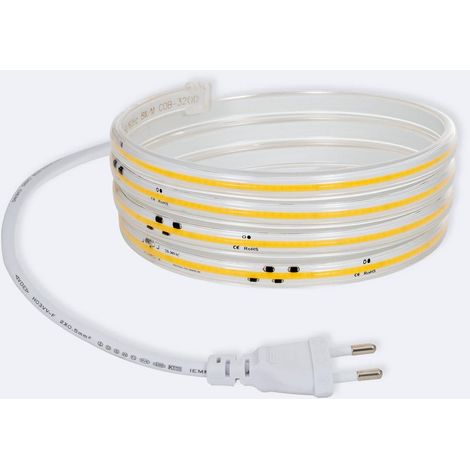 LED-Streifen Dimmbar 220V COB Selbstgleichrichtend 320 LED/m 8W/m 720 lm/m Breite 12mm Schnitt 50cm IP65 CRI90 nach Maß 2200K Superwarm 1 m