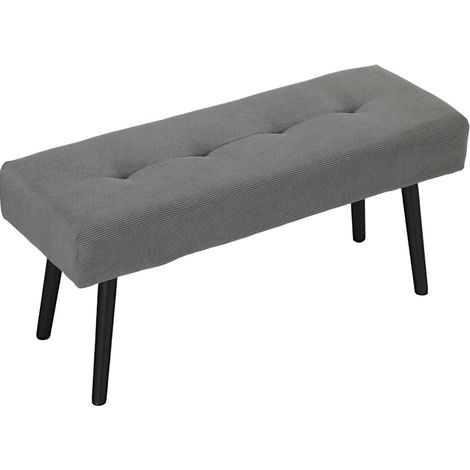Banco tapizado de pana gris con patas de acero 100x36x45 cm HOMVRA (1/5)