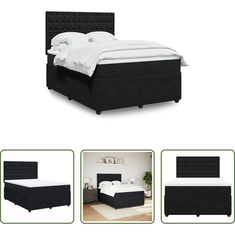 vidaXL Samt -  Boxspringbett mit Matratze Schwarz 160x200 cm Samt (1/5)