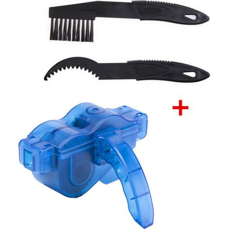 Dispositif de Nettoyage Chaîne de Bicyclette Outil de Nettoyage de Chaîne de Bicyclette pour Le Nettoyage Rapide pour Tous Les Types de Chaîne de Vélo avec Deux Brosses, Bleu (1/5)
