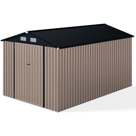 Casetta da giardino per esterni, grande capanno per attrezzi con tetto spiovente, porte con serratura a chiave, 4 prese d'aria, 350 x 223 x 197 cm (1/5)