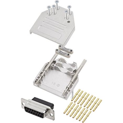 encitech DTZI15-DBCS-K 6355-0079-12 KIT connettori femmina SUB-D 180 ° Numero Poli (num): 15 A crimpare 1 pz.