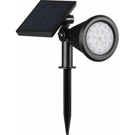Spot Solaire LED Extérieur 18 LED Lumière Blanche Étanche pour Jardin, Pelouse et Éclairage d'Arbres (1/5)