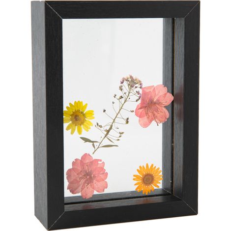 Cadre, de spécimen de fleurs et de feuilles séchées, cadre en bois avec cadre en verre véritable, cadre photo de mariage, décoration photo de bureau (1/5)