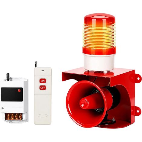 Sirène Industrielle avec Flash LED, Volume Réglable, IP65 Étanche, Alarme Sonore et Lumineuse AC 220V, Avertisseur de Sécurité, Lumière d’Alerte LED, Prise UE (1/5)