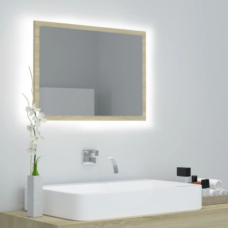 FIMEI Miroir LED de salle de bain Chêne sonoma 60x8,5x37 cm Aggloméré (1/5)