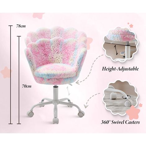Wahson Sedia da Scrivania in Pelliccia, Sedia per Bambini Poltrona Girevole Regolabile in Altezza Sedia da Studio per Cameretta,Pelliccia Rosa