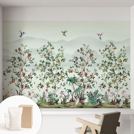Tapete Vliestapete mit Kleber - Wanddekoration Wohnzimmer - Tapete Schlafzimmer Exotische Bäume 152x104 cm (1/5)
