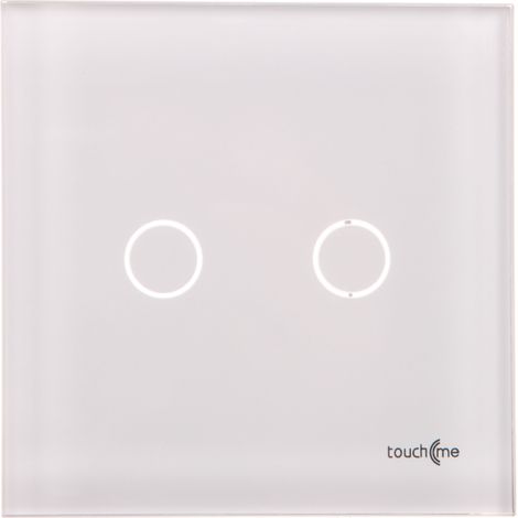 Panel de cristal grande TouchMe, interruptor doble, blanco TM702W