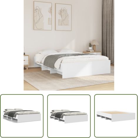 vidaXL Cadre de lit sans matelas blanc 120x190 cm bois d'ingénierie (1/5)