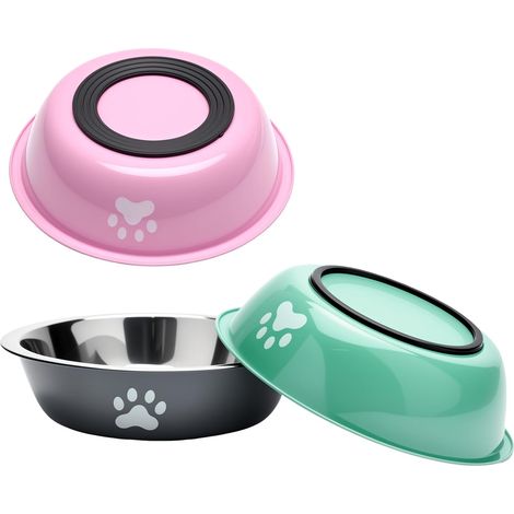 3-teiliger Hundenapf aus Edelstahl, 860 ml, für Katzenfutter und Wasser. Rutschfester Napf mit Silikonboden für kleine, mittlere und große Hunde und Katzen. (1/5)
