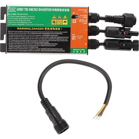 Micro-onduleur solaire, 350W 230V Onduleur solaire à onde sinusoïdale pure Onduleur solaire à onde sinusoïdale Micro MPPT connecté au réseau IP55 Onduleur à onde sinusoïdale pour petits systèmes solai (1/5)