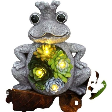 Solaire Grenouille Statue Jardin Solaire Ornement Extérieur LED Lumière Grenouille Grenouille Statue Grade Pour Patio Votre Grenouille Ornement Avec Couronne 1pc