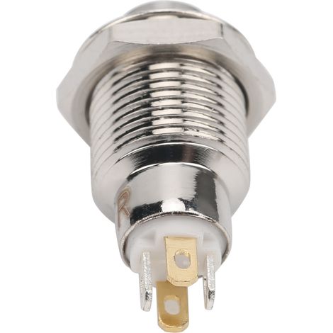Interrupteur à bouton métallique étanche avec réinitialisation et voyant lumineux 10 mm 3 V pour sonnettes basse consommation (jaune) (1/5)