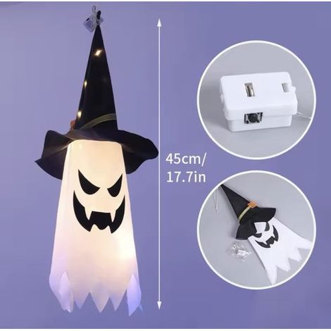 Halloween-Dekoration – 2-teiliges Geister-Set – Gruselige Halloween-Dekoration – Horror-Dekoration – Für drinnen und draußen – Geister und Gespenster – LED-Lichter mit Batterien (1/4)