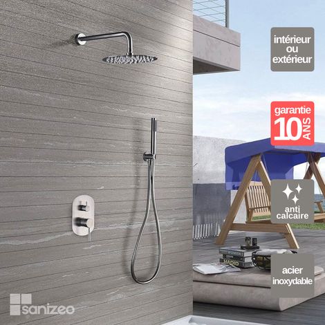Colonne de douche encastrée en acier inoxydable – Anti-calcaire – Débit 12 l/min – Mitigeur monocommande – Support réglable – Imex Products (1/7)