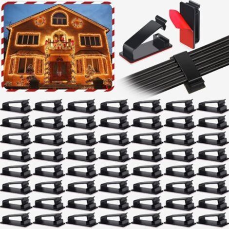 ALLIANDISOrganiseur de câbles autocollant, clips pour câbles TV, ordinateur, Ethernet, sous le bureau, maison, bureau, noir, 100 pièces (1/4)