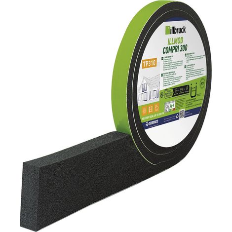 Illbruck illmod Compri TP310 Fugendichtband, Kompriband, Dichtungsband, schlagregendicht bis 300Pa, UV-beständig für Fugentiefe 15, Fugenbreite 3-6 mm Polyurethan-Schaumstoff grau - 8 m (1/5)