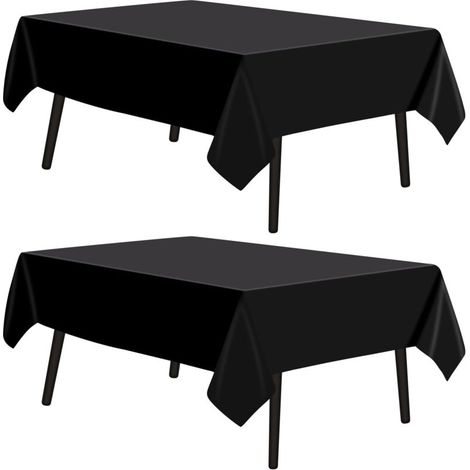 nappe noire rectangulaire tissu polyester décoratif lavable pour mariage fête banquet 145x275 cm (1/4)