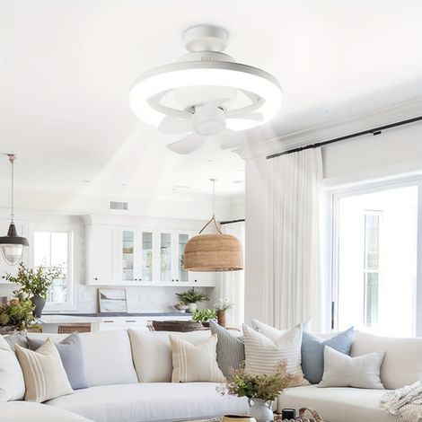 Petit - ventilateur de plafond rotatif E27 48W avec lumière et télécommande - mini ventilateur de plafond moderne à 360° - aucun câblage requis (1/5)