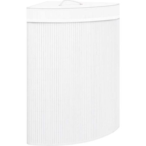 Maison Exclusive - Eck-Wäschekorb Bambus Weiß 60 L (1/5)