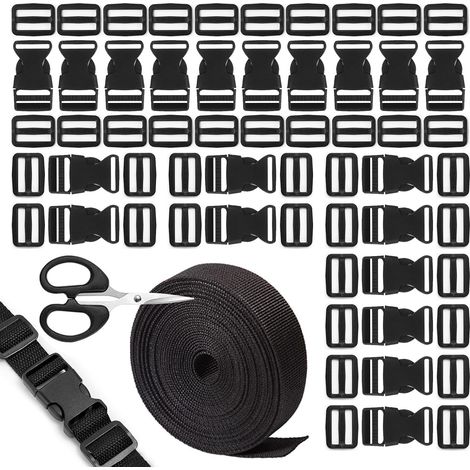 Sangle en nylon de 25 mm x 10 m avec 20 paires de boucles - Sangle en nylon avec boucle - Sangle de rechange pour sac à dos - Boucle de rechange pour bricolage, artisanat, sac à dos, sangles de (1/5)