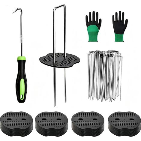 50 Piquets Sardines de Fixation pour Jardin, Tente + 50 Rondelles, Ø 3 mm Agrafe Geotextile pour Toile de Paillage, Piquet pour Cloture, Terre, Crochet, Bache (1/5)