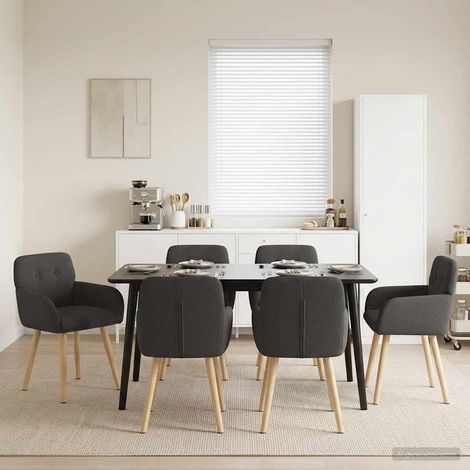 Lot de 6 chaises de salle à manger en bouclé gris foncé avec accoudoirs, 59 x 57 x 85 cm - PANGIVO (1/5)