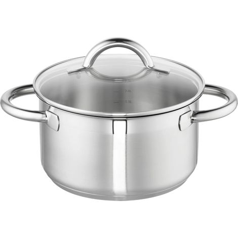Marmite Loop 20 cm, env. 3,5 l, avec couvercle en verre, acier 18/10, argenté (1/4)