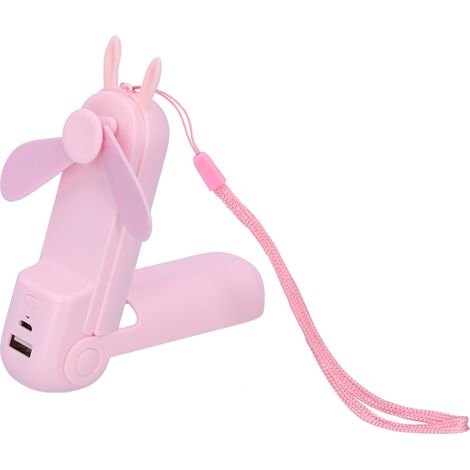 Handheld Fan Chargeable Portable Foldable Mini Cooling Device with Emergency FlashlightPink (1/5)