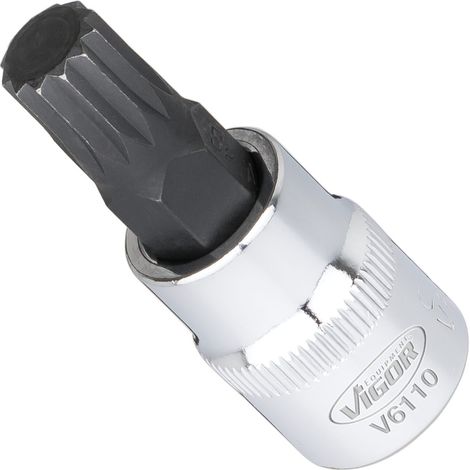 VIGOR Embout de tournevis 3/8" à empreinte intérieure M10, 48 mm V6110