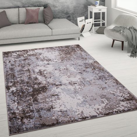 Paco Home Tappeto Salotto Pelo Corto Vintage Used Look Moderno Astratto Marrone, 120x160 cm