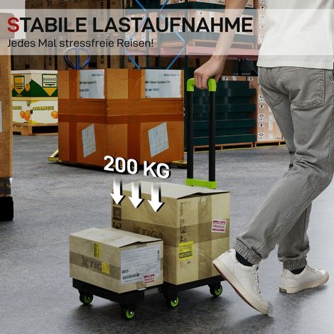 Chariot pliable métal vert, roues pivotantes, poignée ajustable, 49x35x102 cm, transport manutention, diable repliable, usage domestique et professionnel (1/5)