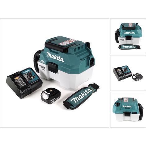 Aspiratore a batteria Makita DVC 750 LRM1X3 18 V portatile + 1x batteria 4,0 Ah e caricabatterie - senza accessori