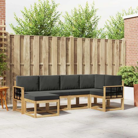 vidaXL Outdoor-Sofagarnitur 6 pcs Weiß und Anthrazit Polyester (1/5)
