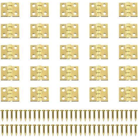 100 Pièces Mini Charniere Rétro Charnières Connecteurs Charniere Laiton Petite Charnières Métal Charnière Miniature avec Vis Cabinet Porte Tiroir Coffre (1/5)
