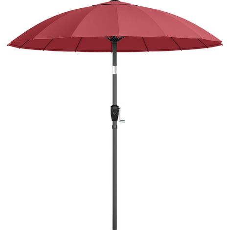 Outsunny 2m Shanghai Garden Parasol Umbrella, Outdoor Sun Shade, Wine Red