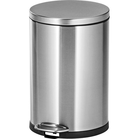 Certeo, Poubelle à pédale en inox, ronde, capacité 12 l, avec (1/4)