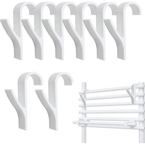 Set mit 8 Heizkörperhaken, Handtuchhalter fürs Badezimmer, Handtuchstange, Handtuchhaken für Heizkörper, Handtuchtrocknerhaken (Weiß) (1/5)