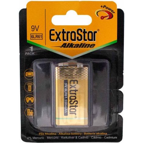 Pila Batteria 6LR61 9V 550mAh MN1604 Super Alcalina Confezione da 1 Pezzo