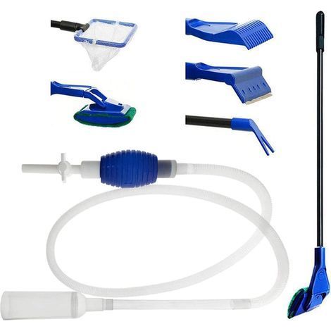 1 Kit Nettoyage Aquarium, Siphon Vidange, 5 Outils Plastique, Grattoir Algues, Pour Eau Claire (1/5)