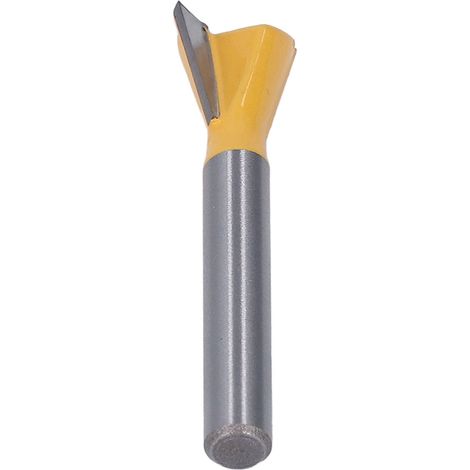 Fraise à queue d'aronde, queue de 6 mm, alliage de tungstène, carbure, revêtement PTFE, pour le travail du bois, défonceuse, jaune 1/2 (1/5)