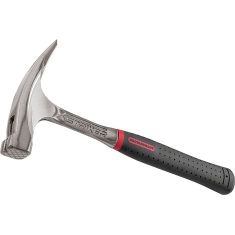 Marteau de Plafonneurs 850g face Raboteux magnetique avec Manche en Plastique, Argent/Noir