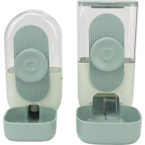 Distributore automatico di acqua e cibo da appendere per gabbie di gatti, distributore di acqua e cibo per animali domestici con ciotola, verde menta