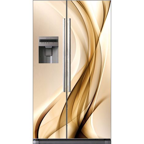 Stickers Frigo Américain - Vague design - 100x180 cm - Adhésif BRILLANT (1/2)