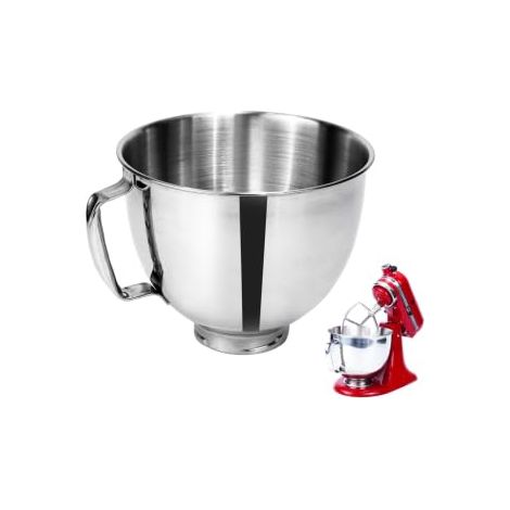Applicable Bol mélangeur en acier inoxydable pour KA 4, 5-5 Quart avec tête basculante, bol mélangeur avec poignée, passe au lave-vaisselle