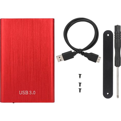 Boîtier externe pour disque dur SSD 2,5 pouces SATA USB 3.0, adapté aux ordinateurs portables 7-9,5 mm, coque rouge (1/5)