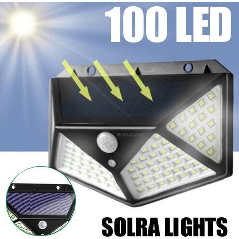 NEUFU Lampe Solaire étanche Extérieur 100 LED avec Détecteur de Mouvement Sécurité Jardin - Lumière Blanche (1/4)