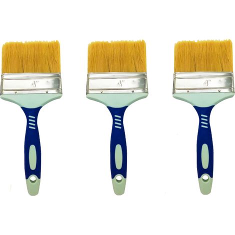 Pennelli Pittura Set 3PZ 4" Manico In Gomma Setole Sintetiche Verniciare Smalto (1/5)